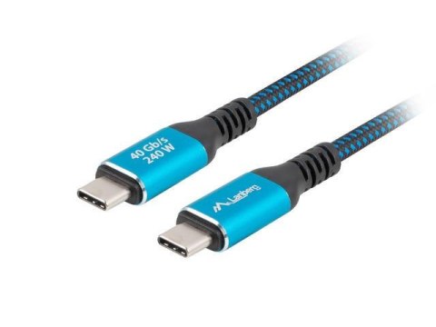 Kabel Lanberg USB-C M/M USB4 2m 240W 8K 60Hz czarno-niebieski LANBERG