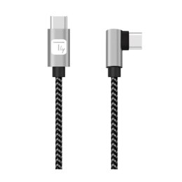Kabel Techly USB 2.0 USB-C na USB-C kątowy 1m M/M 3A Techly