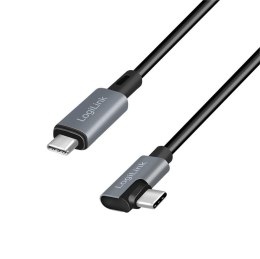 Kabel USB 2.0 LogiLink CU0184 USB-C - USB-C, M/M, kątowy, czarno/szary, 3m LogiLink