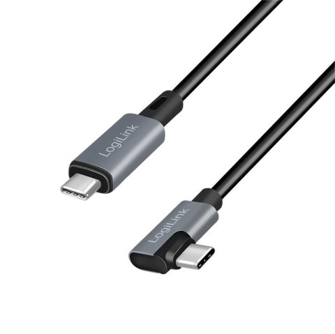 Kabel USB 2.0 LogiLink CU0184 USB-C - USB-C, M/M, kątowy, czarno/szary, 3m LogiLink Kabel USB 2.0 LogiLink CU0184 USB-C - USB-C, M/M, kątowy, czarno/szary, 3m LogiLink