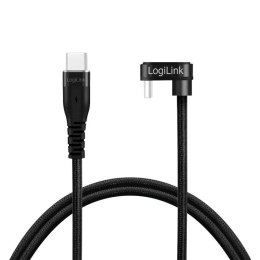 Kabel USB 2.0 LogiLink CU0194 USB-C - USB-C, M/M, kątowy, czarny, 3m LogiLink