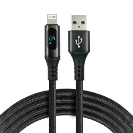Kabel USB -> Lightning everActive CBB-1IBL 1m 2,4A wbudowany wyświetlacz czarny Everactive