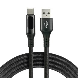 Kabel USB -> USB-C everActive CBB-1CBL 1m 3A wbudowany wyświetlacz czarny Everactive