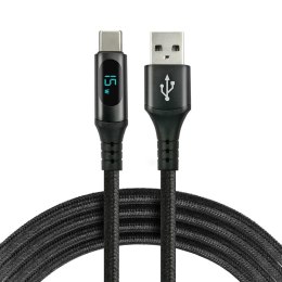 Kabel USB -> USB-C everActive CBB-2CBL 2m 3A wbudowany wyświetlacz czarny Everactive