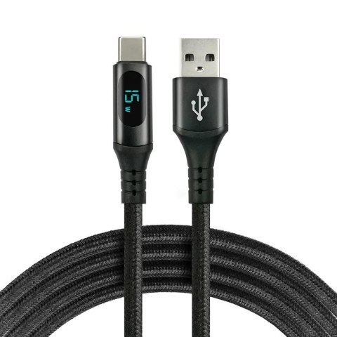 Kabel USB -> USB-C everActive CBB-2CBL 2m 3A wbudowany wyświetlacz czarny Everactive Kabel USB -> USB-C everActive CBB-2CBL 2m 3A wbudowany wyświetlacz czarny Everactive