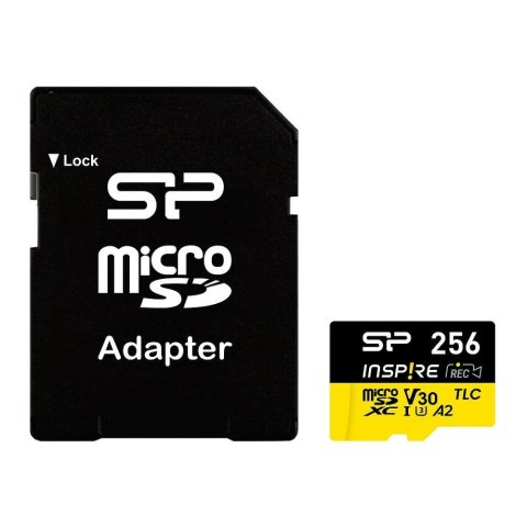 Karta pamięci Silicon Power microSDXC Power Inspire 256GB V30 UHS-I U3 A2 4K DDR200 170/150MB/s TLC + adapter Silicon Power
