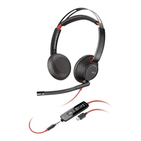 Słuchawki z mikrofonem Poly Blackwire 5220 Stereo USB-C Headset + 3,5mm jack + adapter USB-C/A Poly