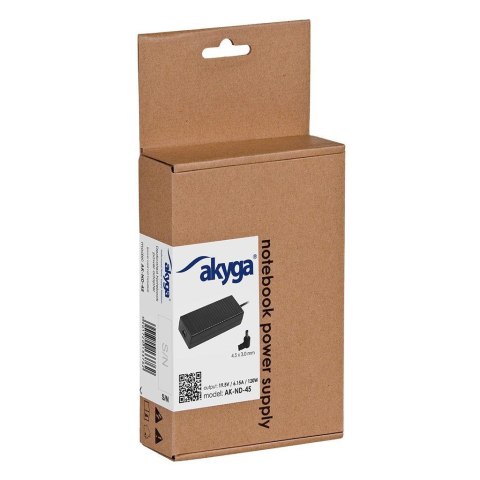 Zasilacz sieciowy Akyga AK-ND-45 do notebooka 19,5V/6,15A 120W 4.5x3.0mm + pin AKYGA Zasilacz sieciowy Akyga AK-ND-45 do notebooka 19,5V/6,15A 120W 4.5x3.0mm + pin AKYGA