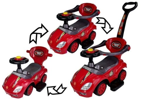 Jeździk z Pchaczem Mega Car 3w1 Czerwony LEAN CARS Jeździk z Pchaczem Mega Car 3w1 Czerwony LEAN CARS