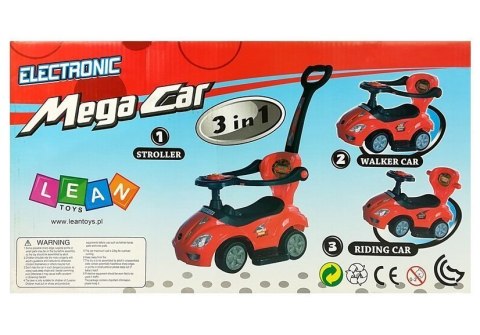 Jeździk z Pchaczem Mega Car 3w1 Czerwony LEAN CARS Jeździk z Pchaczem Mega Car 3w1 Czerwony LEAN CARS