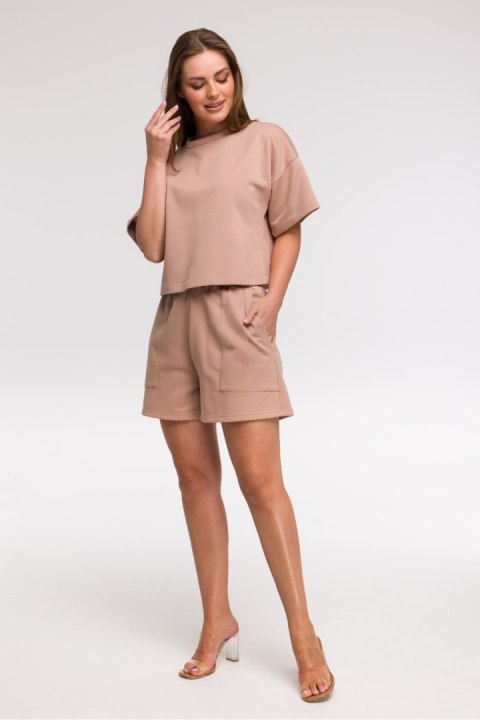 Bluza Damska Model B294 Mocca - BeWear BeWear Bluza Damska Model B294 Mocca - BeWear BeWear
