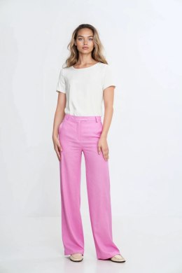 Bluzka basic z krótkim rękawem B193 Ecru - Nife Nife