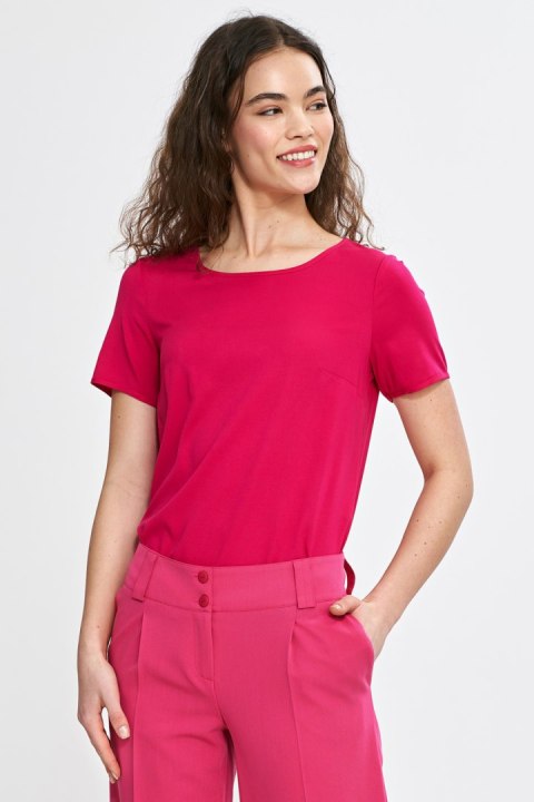 Bluzka basic z krótkim rękawem B193 Fuksja - Nife Nife Bluzka basic z krótkim rękawem B193 Fuksja - Nife Nife