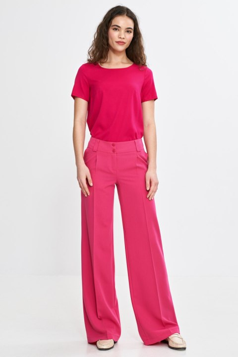 Bluzka basic z krótkim rękawem B193 Fuksja - Nife Nife Bluzka basic z krótkim rękawem B193 Fuksja - Nife Nife