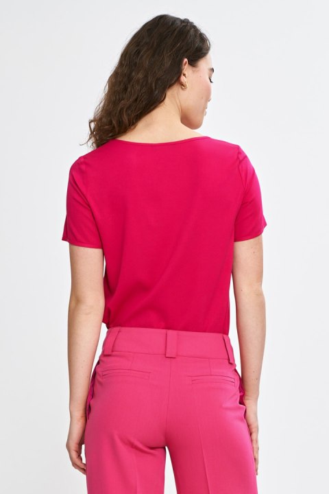 Bluzka basic z krótkim rękawem B193 Fuksja - Nife Nife Bluzka basic z krótkim rękawem B193 Fuksja - Nife Nife