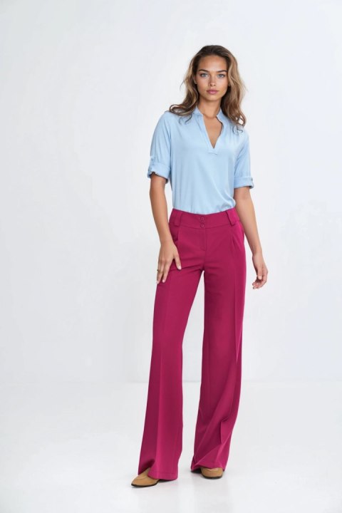 Bluzka z podwijanym rękawem B188 Błękit - Nife Nife Bluzka z podwijanym rękawem B188 Błękit - Nife Nife