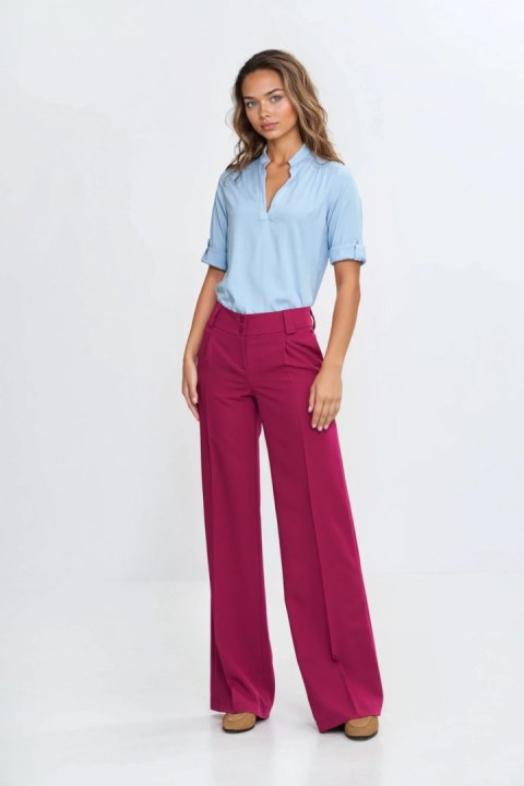 Bluzka z podwijanym rękawem B188 Błękit - Nife Nife Bluzka z podwijanym rękawem B188 Błękit - Nife Nife