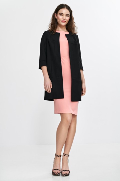 Dłuższa marynarka z przeszyciami z rękawem 3/4 Z80 Black - Nife Nife