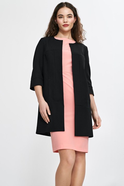 Dłuższa marynarka z przeszyciami z rękawem 3/4 Z80 Black - Nife Nife