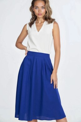 Spódnica midi z rayonu z zakładkami SP82 Indygo - Nife Nife
