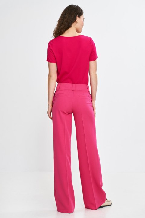 Spodnie wide leg z kantem SD112 Pink - Nife Nife Spodnie wide leg z kantem SD112 Pink - Nife Nife