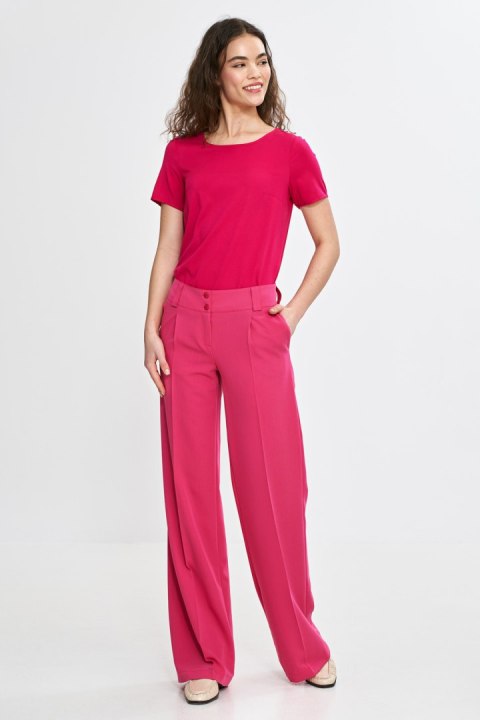 Spodnie wide leg z kantem SD112 Pink - Nife Nife Spodnie wide leg z kantem SD112 Pink - Nife Nife