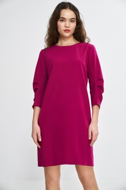 Sukienka z zakładkami na rękawach S267 Fuksja - Nife Nife
