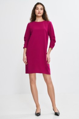 Sukienka z zakładkami na rękawach S267 Fuksja - Nife Nife