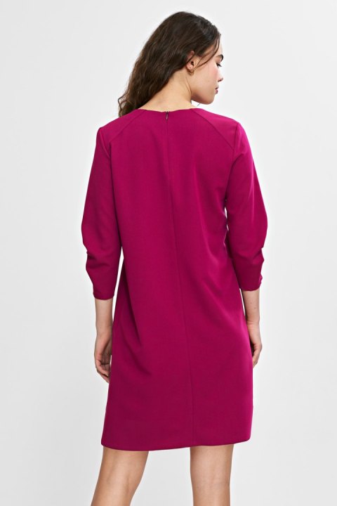 Sukienka z zakładkami na rękawach S267 Fuksja - Nife Nife Sukienka z zakładkami na rękawach S267 Fuksja - Nife Nife
