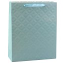 Torba Prezentowa Z Tłoczeniem Błękitna Turkusowa 32 x 26 x 10cm LEAN