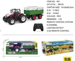 Traktor czerwony z przyczepą do przewozu BestToys