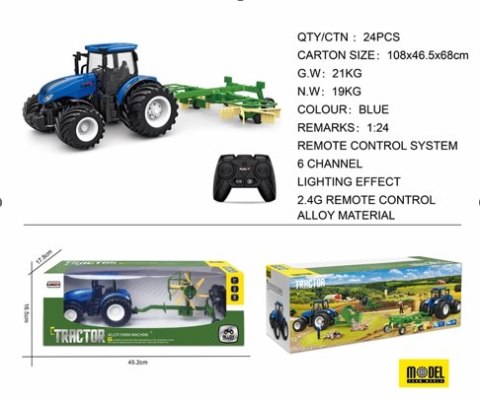 Traktor niebieski z przetrząsarką BestToys Traktor niebieski z przetrząsarką BestToys