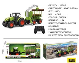 Traktor zielony z przyczepą do przewozu drewna BestToys