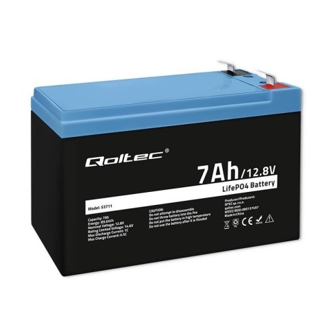 Akumulator LiFePO4 Qoltec Litowo-Żelazowo-Fosforanowy | 12.8V | 7Ah | 89.6Wh | BMS Qoltec