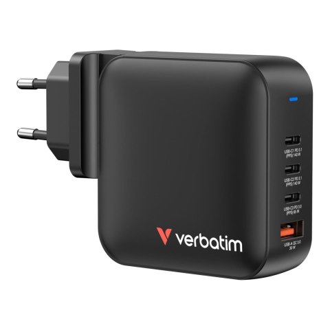Ładowarka ścienna Verbatim Mini GaN 165W 3xUSB-C PD 1xUSB-A QC 3.0 Verbatim Ładowarka ścienna Verbatim Mini GaN 165W 3xUSB-C PD 1xUSB-A QC 3.0 Verbatim