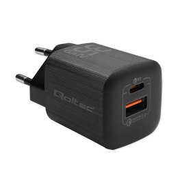 Ładowarka sieciowa Qoltec 35W GaN ULTRA | 5-20V | 2.25-3A | 1 x USB typ C PD | 1 x USB QC 3.0 | Czarna Qoltec
