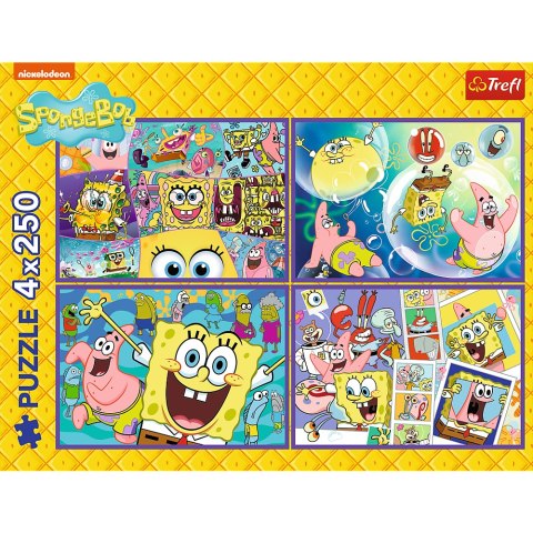 Puzzle - 4x250 - Szalony świat Sponge Boba - Trefl 13342 Trefl Puzzle Puzzle - 4x250 - Szalony świat Sponge Boba - Trefl 13342 Trefl Puzzle