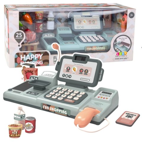 Zestaw Kasa Sklepowa Produkty Spożywcze Czytnik Telefon 25El LEAN Toys Zestaw Kasa Sklepowa Produkty Spożywcze Czytnik Telefon 25El LEAN Toys