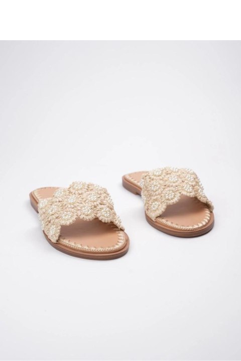 Sandał Klapki Model Daisy GQ8-057 Beige - Inello Inello Sandał Klapki Model Daisy GQ8-057 Beige - Inello Inello