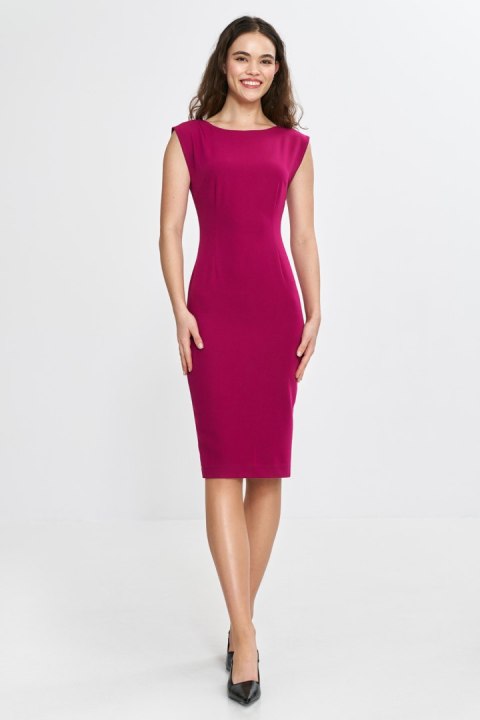 Sukienka z subtelnym dekoltem na plecach S266 Fuksja - Nife Nife Sukienka z subtelnym dekoltem na plecach S266 Fuksja - Nife Nife