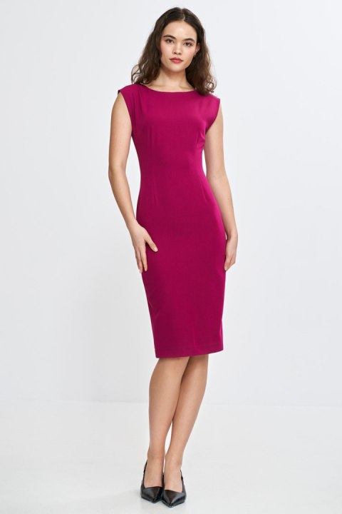 Sukienka z subtelnym dekoltem na plecach S266 Fuksja - Nife Nife Sukienka z subtelnym dekoltem na plecach S266 Fuksja - Nife Nife