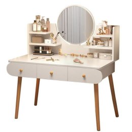 Toaletka Kosmetyczna Z Lustrem Trzy Szuflady Biała 100x40x120cm LEAN