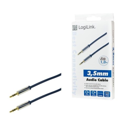 Kabel audio stereo LogiLink CA10100 3,5 mm, M/M, 1m, niebieski LogiLink
