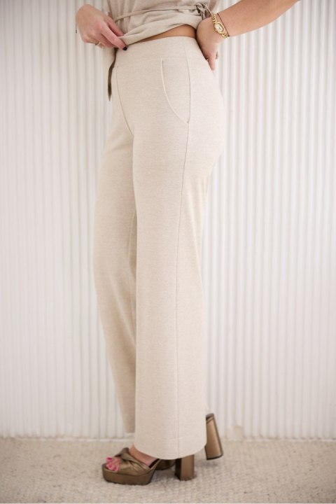 Spodnie Damskie Model M419LX Lurex Beige - La Aurora La Aurora Spodnie Damskie Model M419LX Lurex Beige - La Aurora La Aurora