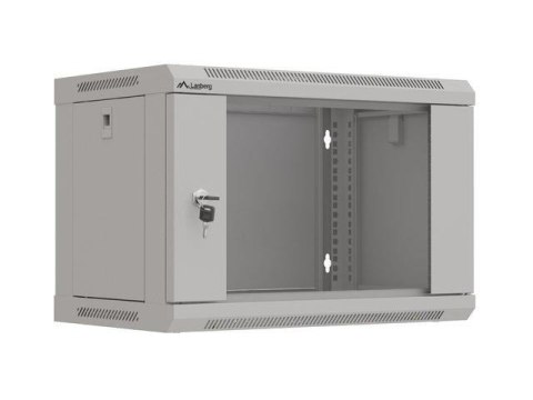 Szafa instalacyjna Rack wisząca 19" 6U 540x350 szara Drzwi przeszklone Lanberg (flat pack) LANBERG