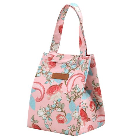 Torba Termiczna Izolacyjna Śniadaniowa Lunch Bag Różowa Kwiaty 25cm LEAN Torba Termiczna Izolacyjna Śniadaniowa Lunch Bag Różowa Kwiaty 25cm LEAN