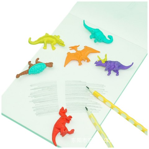 Zestaw Gumek Do Ścierania Zmazywania Szkolne Dinozaury 6szt LEAN Zestaw Gumek Do Ścierania Zmazywania Szkolne Dinozaury 6szt LEAN