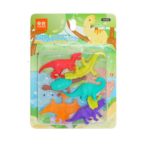 Zestaw Gumek Do Ścierania Zmazywania Szkolne Dinozaury 6szt LEAN Zestaw Gumek Do Ścierania Zmazywania Szkolne Dinozaury 6szt LEAN