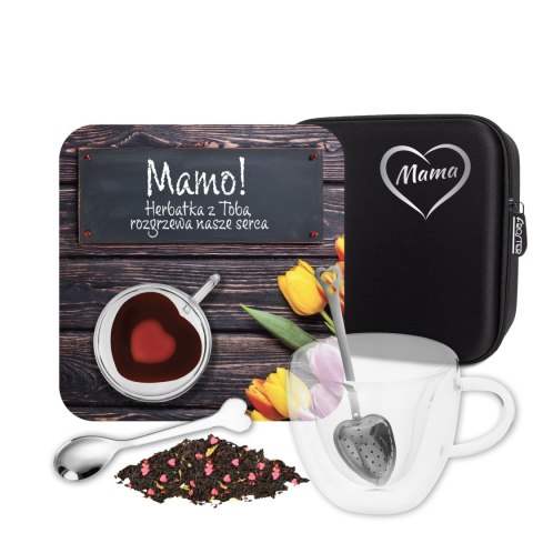 Zestaw Prezentowy dla Mamy - Serce - Filiżanka serce, herbata, akcesoria Zestaw Prezentowy dla Mamy - Serce - Filiżanka serce, herbata, akcesoria