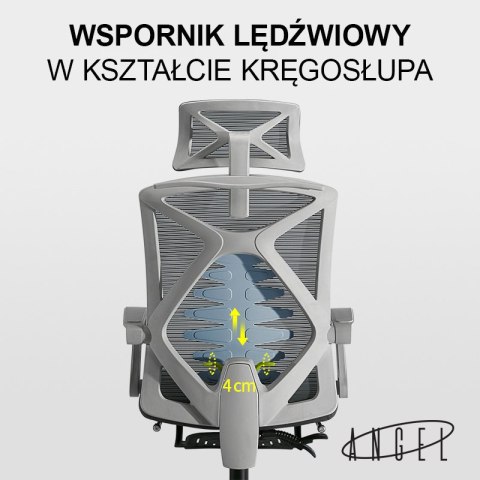 Fotel ergonomiczny ANGEL biurowy obrotowy Spino szary ANGEL Fotel ergonomiczny ANGEL biurowy obrotowy Spino szary ANGEL